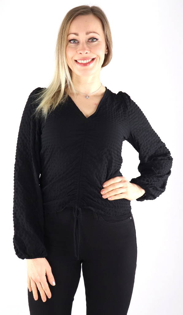 Only Tröja Heidi ruching, black - Långärmade tröjor för damer - 132685 - 1