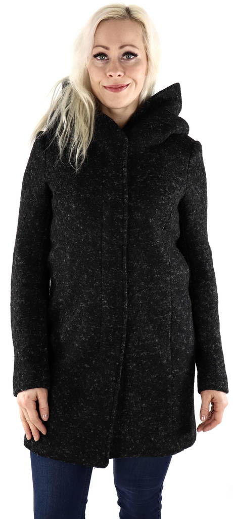 Only dam ullkappa med huva Sedona svart - Ullkappor för damer - 127585 - 1