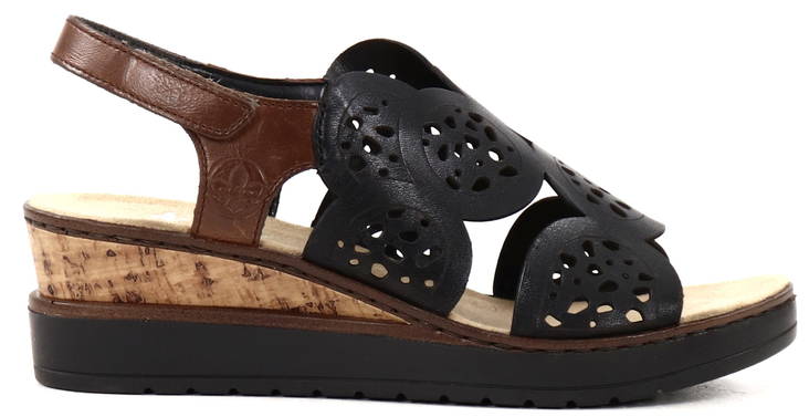 Rieker Kilklackade sandaler V38F8-00 svart - Rieker sandals - 128095 - 1