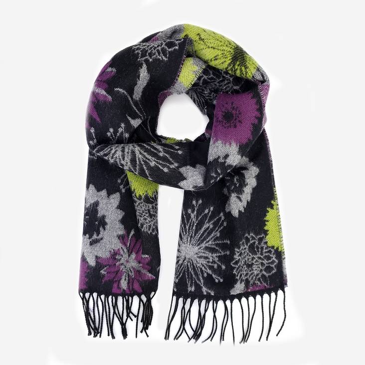 Veniz 66450 Scarf svart / blommig - Halsdukar för damer - 134975 - 1