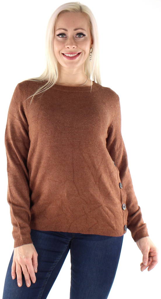 Vila Stickad tröja Ril buttoned tortoise shell - Stickat för damer - 127195 - 1