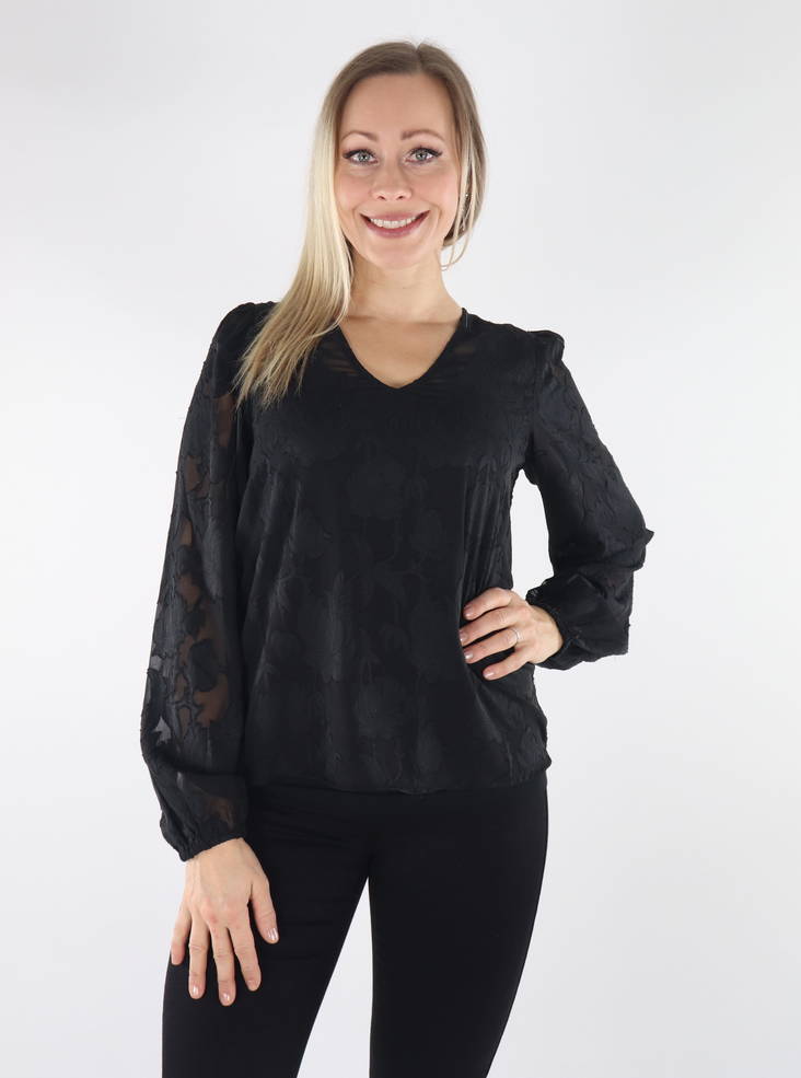 Vila Skjorta Sirid v-ringad svart - Långärmade tröjor för damer - 134705 - 1