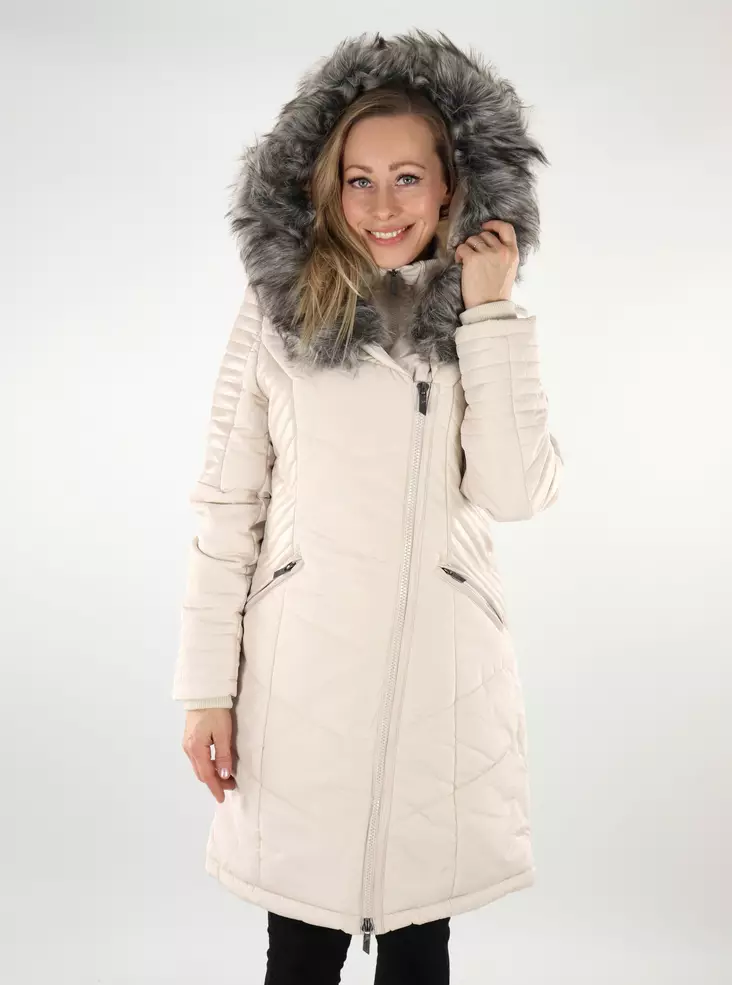 Only dam vinterkappa Ny Linette Fur Huva pumice stone/dtm - Vinterjackor för damer - 137115 - 1