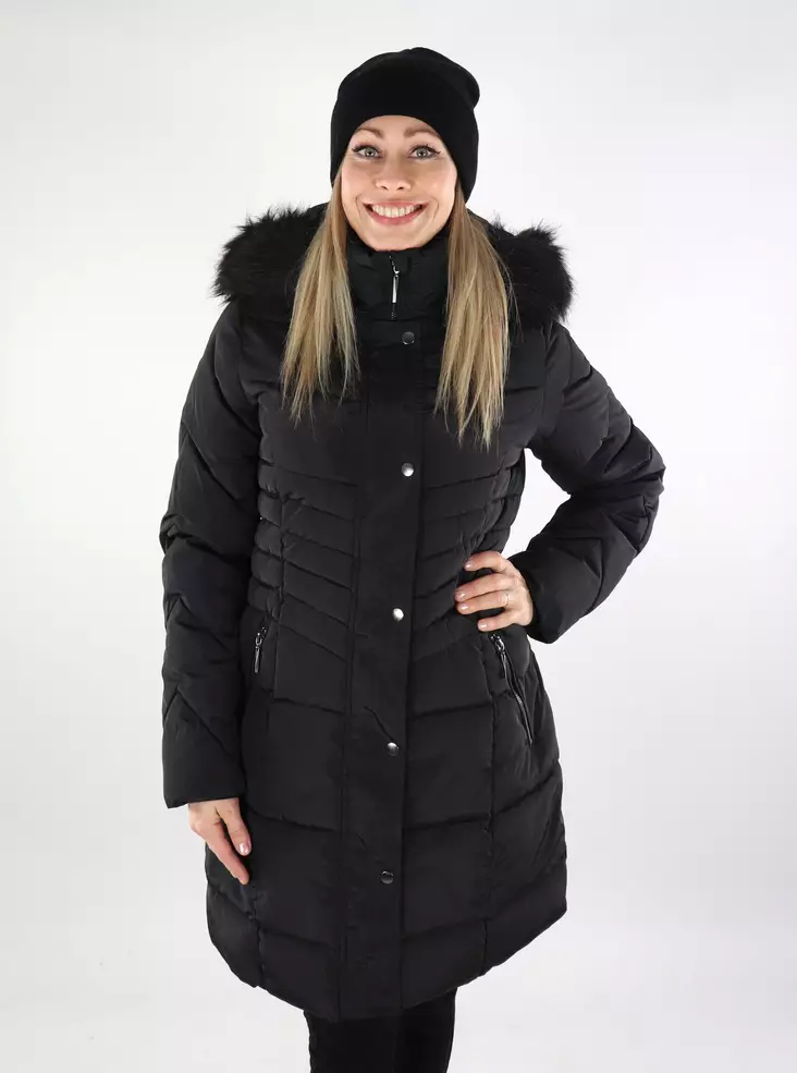 Only dam vinterkappa Puffer svart/svart päls - Vinterjackor för damer - 137265 - 1