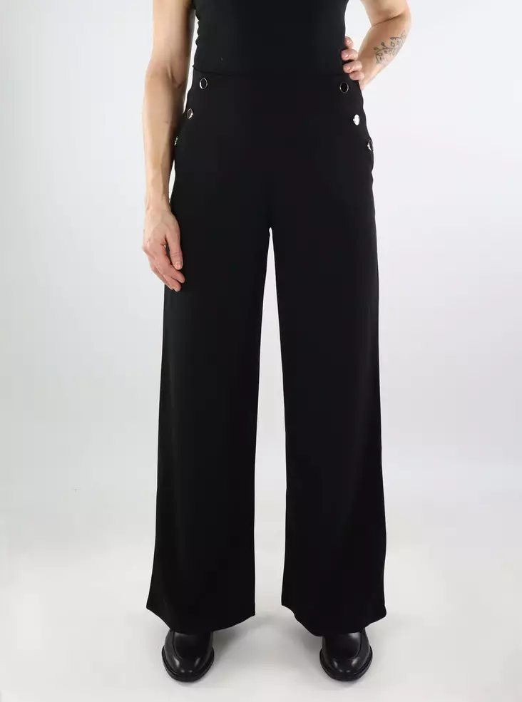 JDY byxor med vida ben för damer Svart knapp - Byxor för damer - 137395 - 1