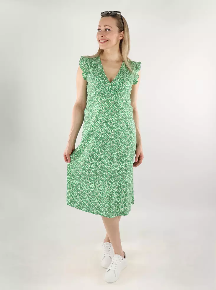 Only ekologisk bomullsklänning Wrap Midi green bee/mia ditsy - Klänningar och tunikor - 138125 - 1