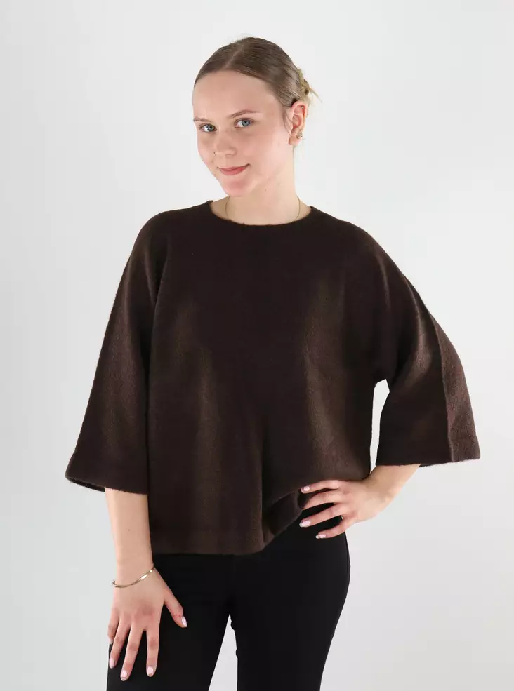 Only damtröja Pullover 3/4-ärmar i kaffeböna - Stickat för damer - 140095 - 1