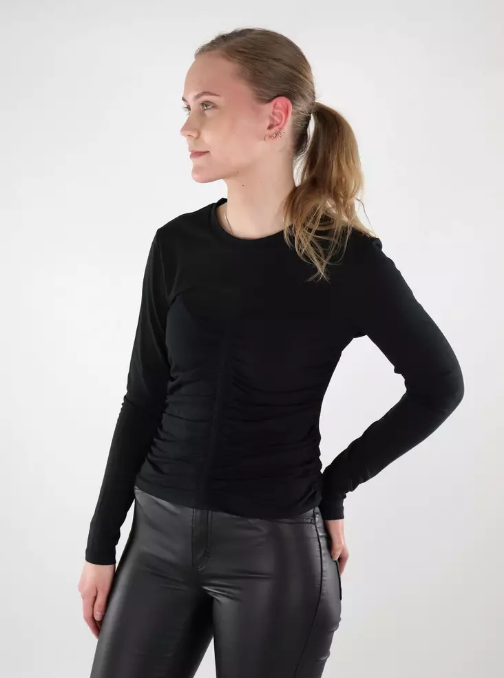 Only damskjorta Ruched black - Långärmade tröjor för  damer - 137655 - 1