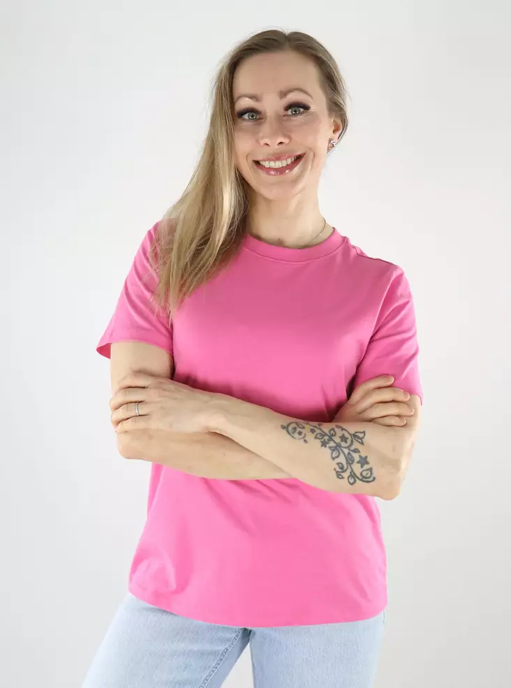 Pieces dam t-shirt i ekologisk bomull wild orchid - T-shirts för damer - 140595 - 1