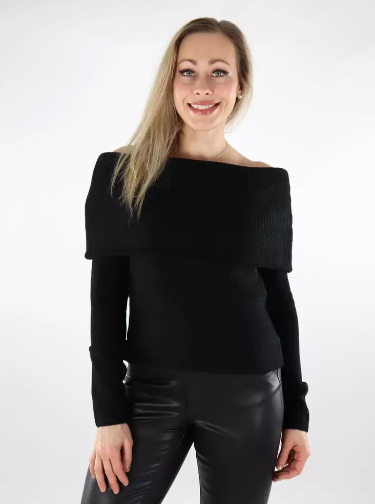 Pieces damtröja Off Shoulder svart - Stickat för damer - 137435 - 1
