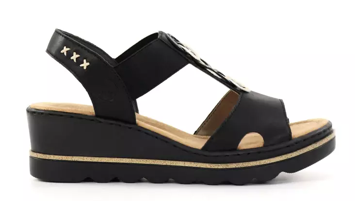 Rieker kilsandaler för damer 67498-00 svart - Rieker sandals - 137955 - 1