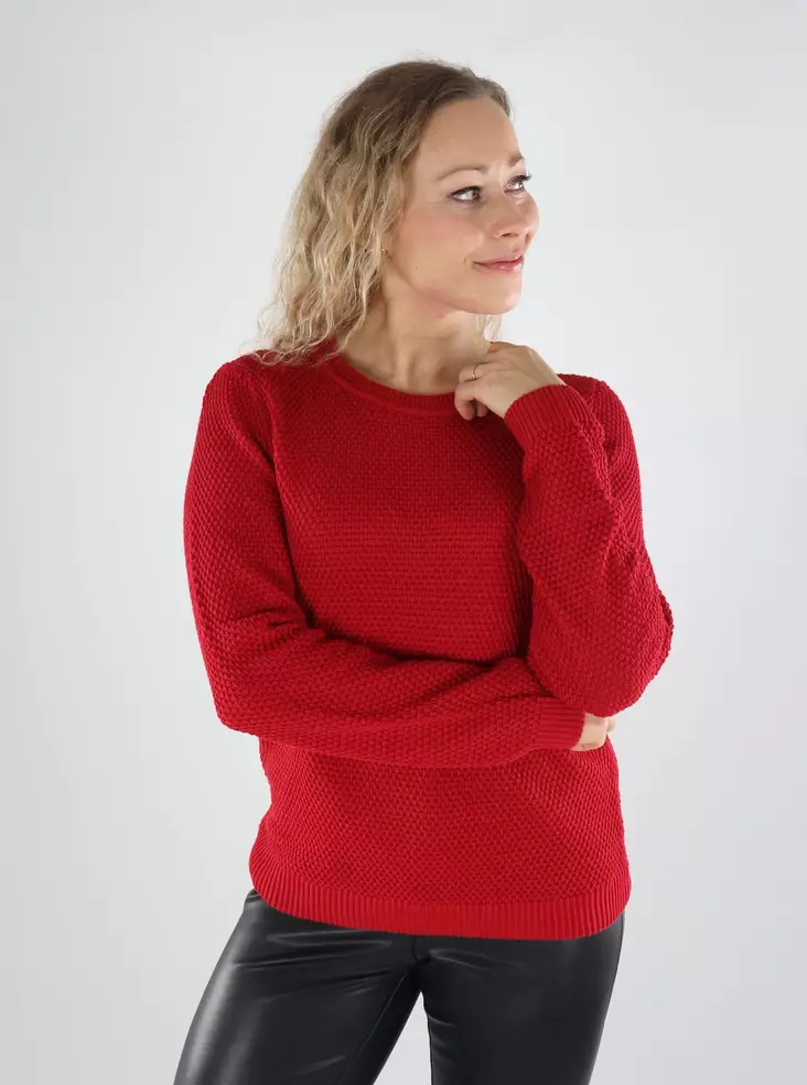 Vila damtröja O-Neck jester röd - Stickat för damer - 139575 - 1