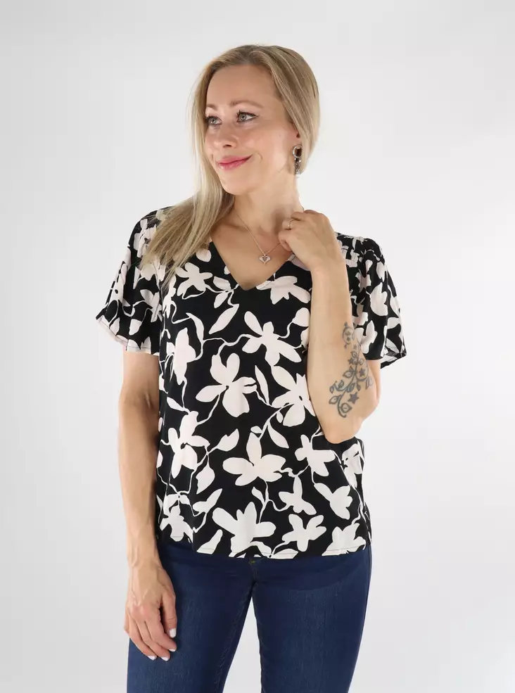 Vila dam t-shirt V-ringad svart skönhet/po - T-shirts för damer - 136455 - 1