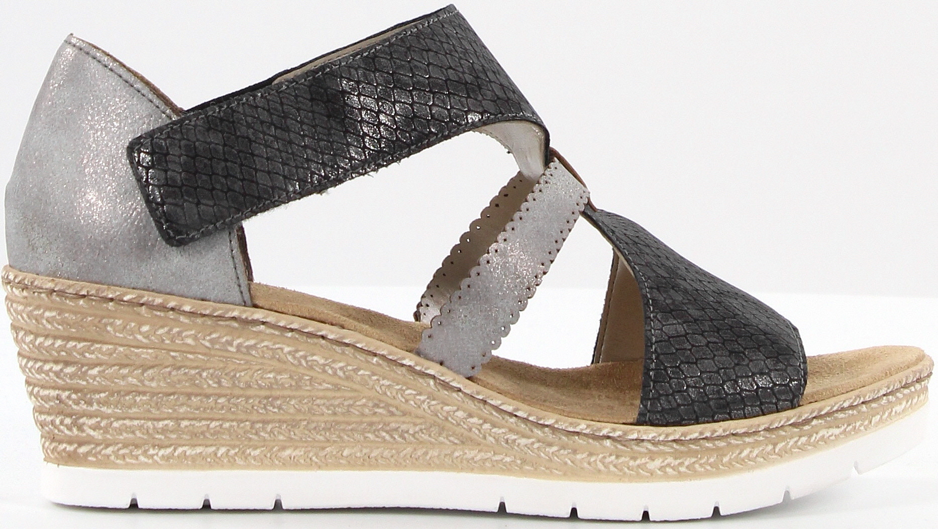 Sandiler Rieker Kilklackade sandaler 61923-45 grå - Stilettoshop.se webbutik