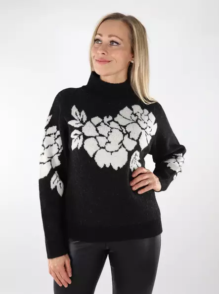 Vila damtröja Mock black/flower egg - Stickat för damer - 136926 - 1