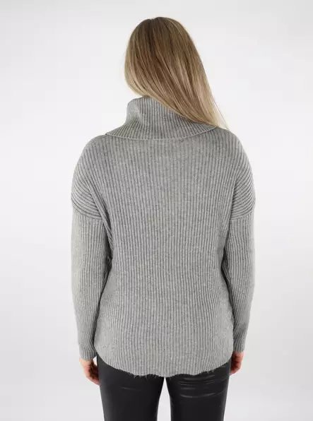 Only damtröja Roll Neck mellangrå melerad - Stickat för damer - 137426 - 2