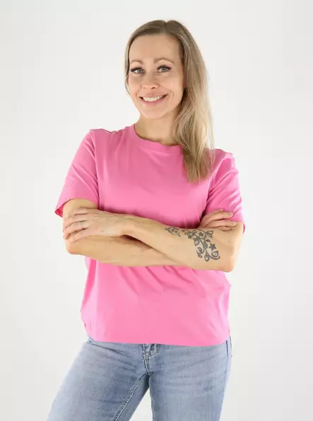 Only ekologisk bomulls-t-shirt ONLHAPPY o-ringad vild orkidé - T-shirts för damer - 140826 - 1