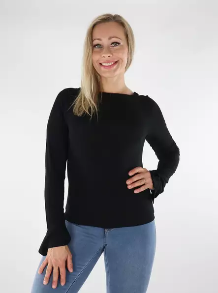 Only Skjorta boatneck svart - Långärmade tröjor för  damer - 136616 - 1