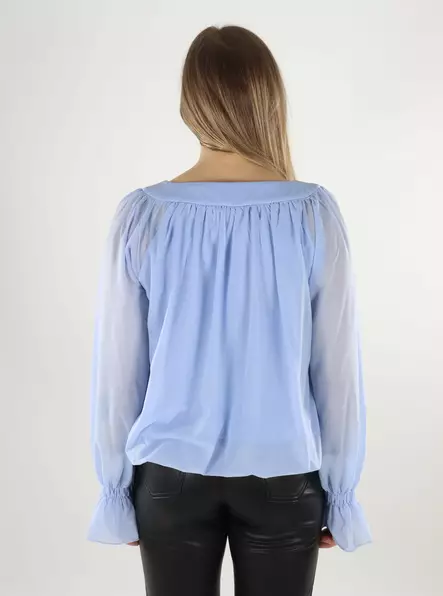 Vero Moda damskjorta Fyrkantig halsringning brunblå - Långärmade tröjor för damer - 140076 - 2