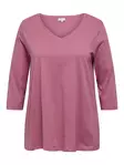 Only Carmakoma plus size skjorta för damer 3/4 A-formad ljungrosa - Långärmade tröjor för damer - 137776 - 1