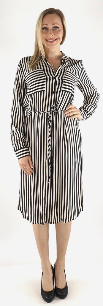 JDY randig klänning Zoe skjorta svart/tapioca - Klänningar och tunikor - 133876 - 1