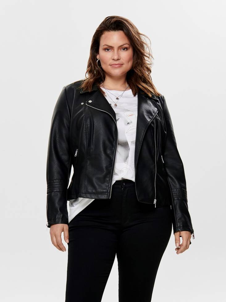 Only Carmakoma Plus size dam biker jacka Emmy svart - Skinnjackor och PU-jackor för damer - 124886 - 1