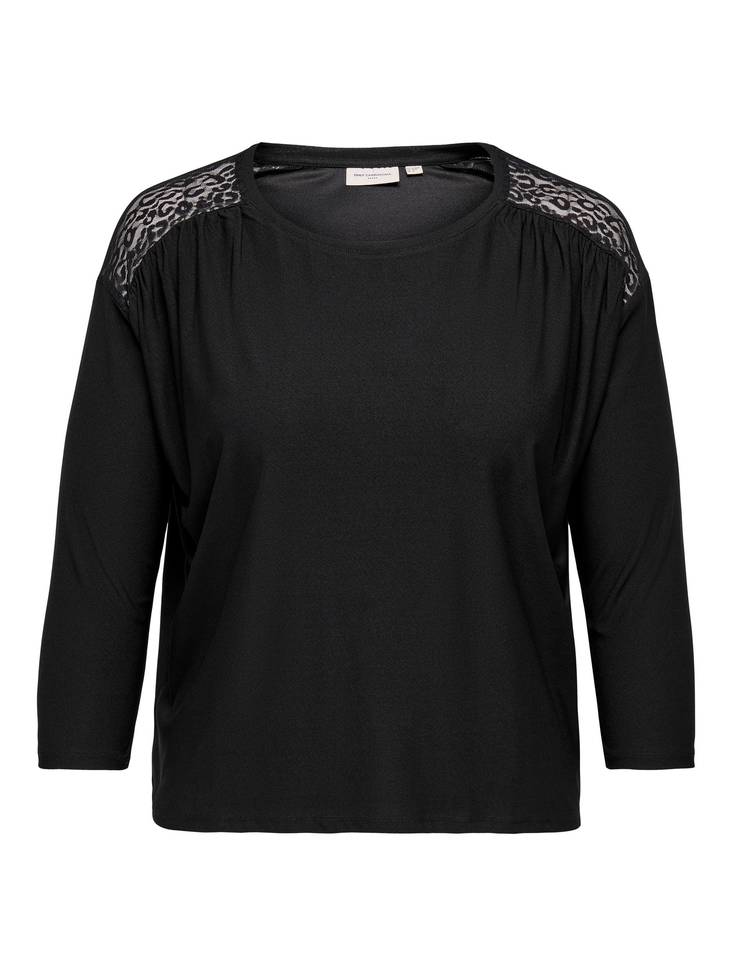 Only Carmakoma Skjorta Silja 3/4 svart - Långärmade tröjor för  damer - 132636 - 1