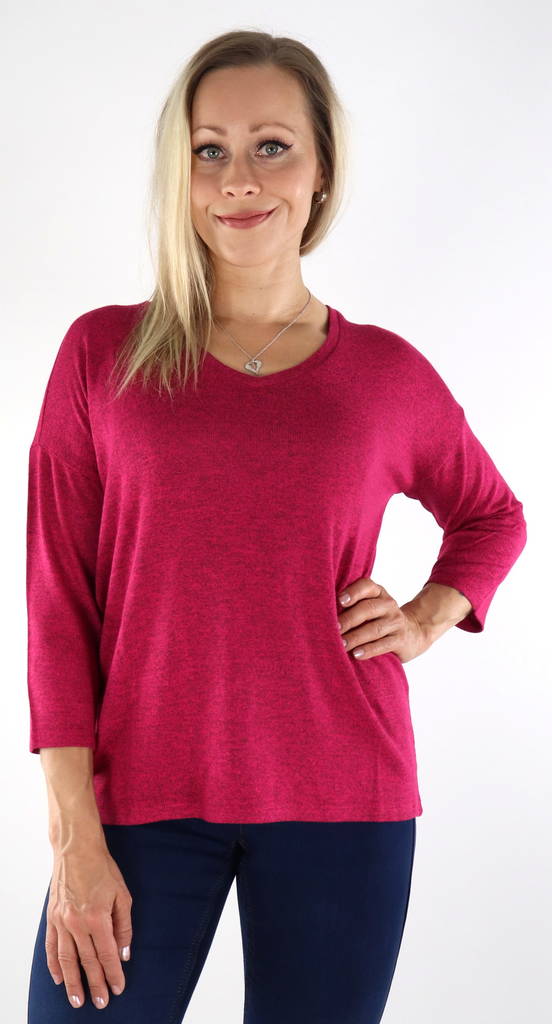 Vero Moda Tröja Brianna v-ringad fuchsia - Stickat för damer - 133966 - 1