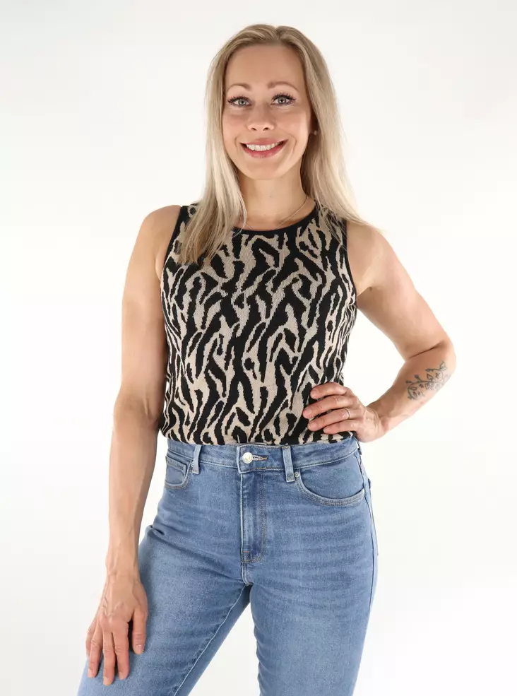 JDY damtopp Marble O-Neck svart/tapioca - Toppar för damer - 136406 - 1