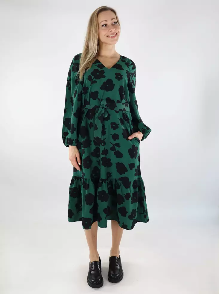 Vero Moda damklänning 7/8 V-ringad mörkgrön/dagny - Klänningar och tunikor - 136996 - 1