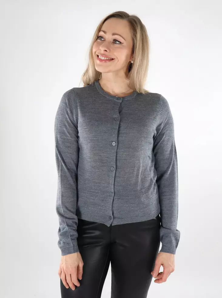 JDY merinoull cardigan för dam Pacific Wool mörkgrå - Stickat för damer - 137376 - 1