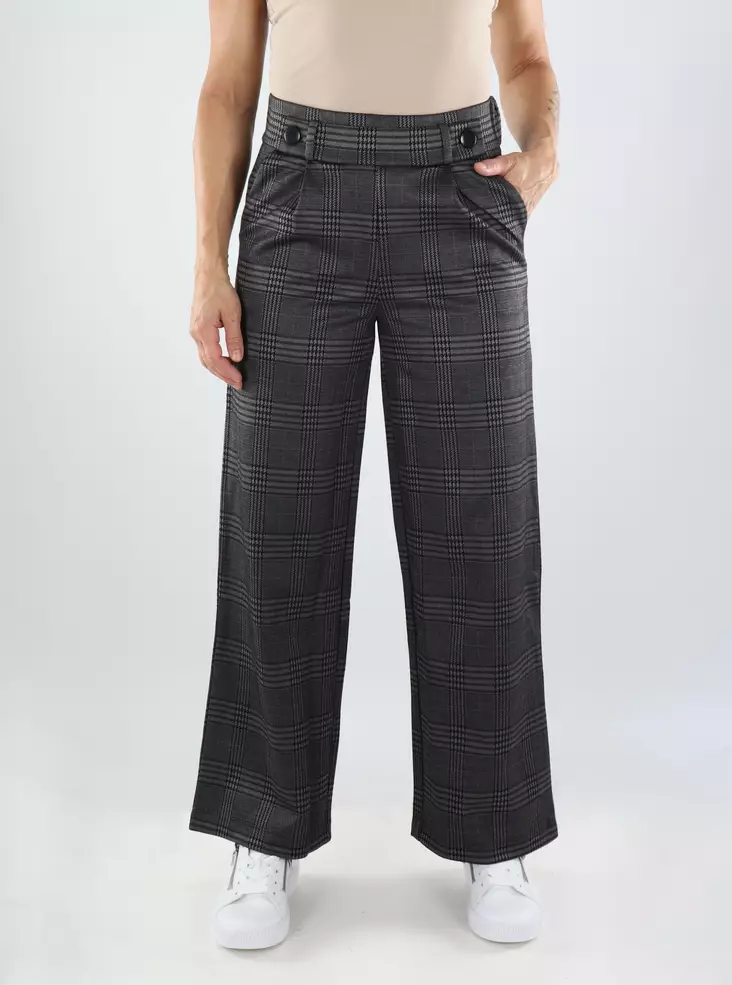 JDY dambyxor Check granite gray/dark check - Byxor för damer - 139086 - 1