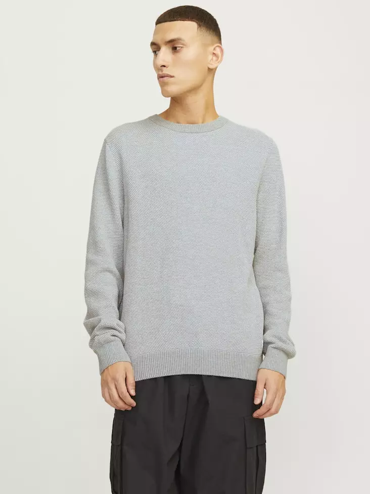Jack&Jones tröja JJEGLOBE ljusgrå melerad - Stickat för herrar - 139466 - 1
