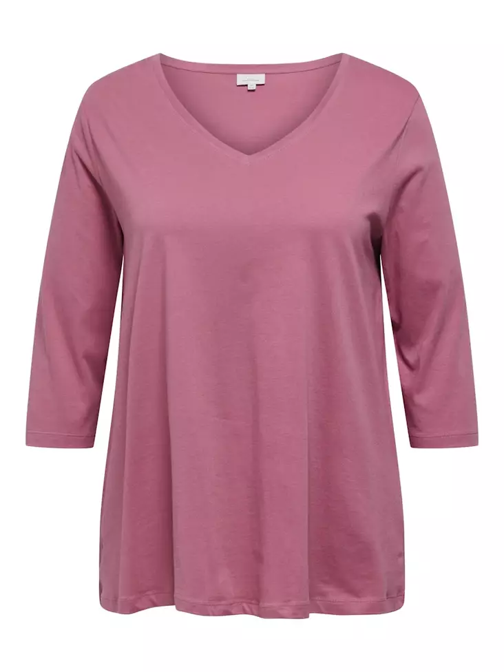 Only Carmakoma plus size skjorta för damer 3/4 A-formad ljungrosa - Långärmade tröjor för damer - 137776 - 1