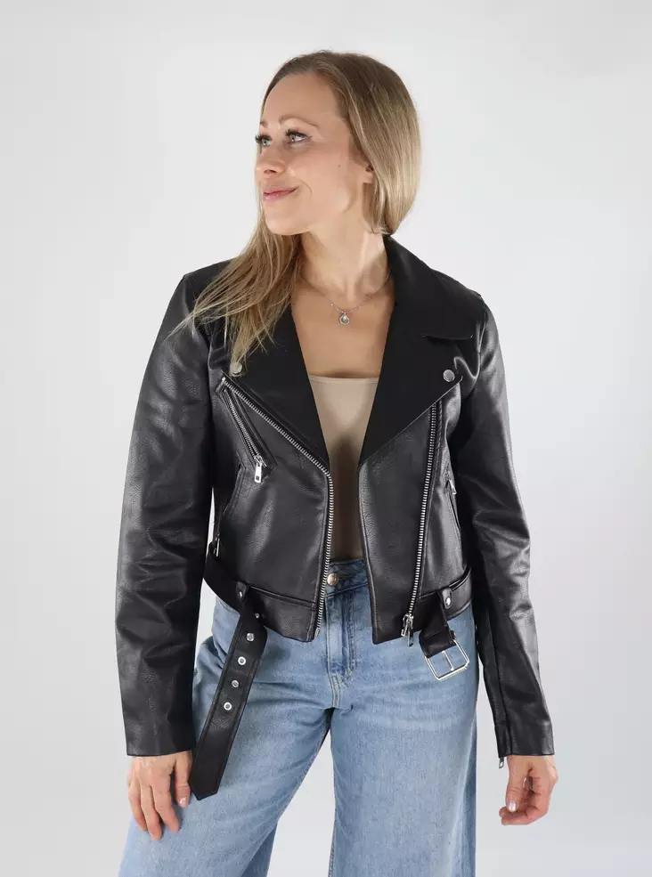 Only damjacka i konstläder Biker svart - Skinnjackor och PU-jackor för damer - 138936 - 1