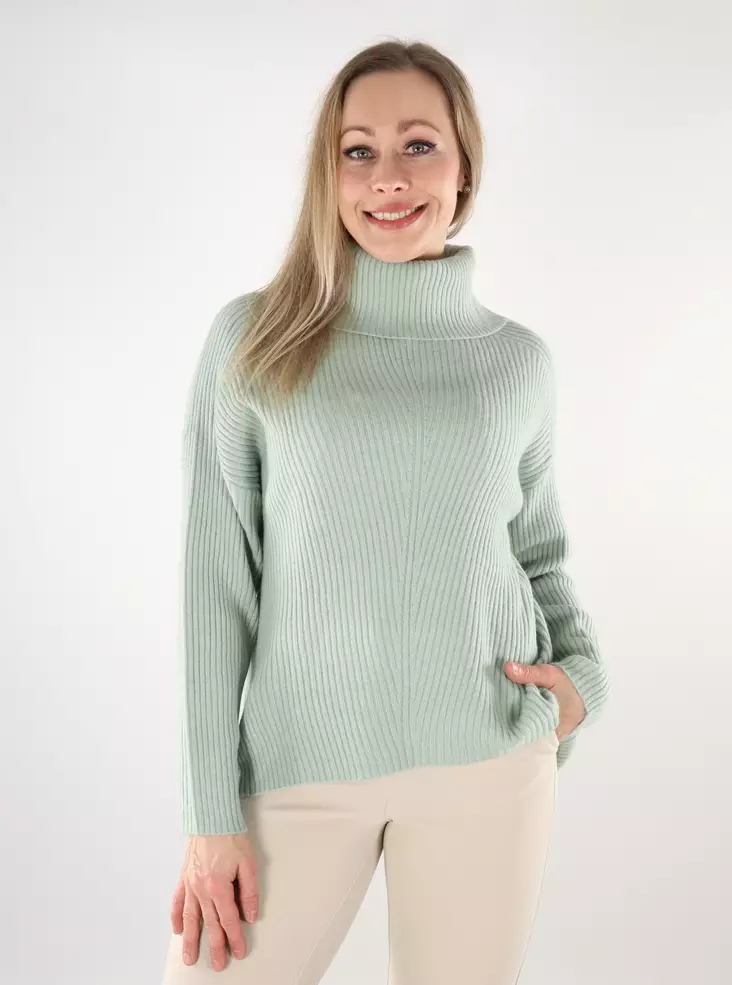 Only damtröja Rollneck aquagrå - Stickat för damer - 137596 - 1