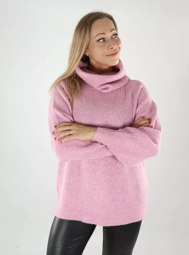 Only damtröja Polotröja mauve mist - Stickat för damer - 139456 - 1