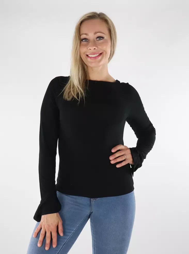 Only Skjorta boatneck svart - Långärmade tröjor för  damer - 136616 - 1