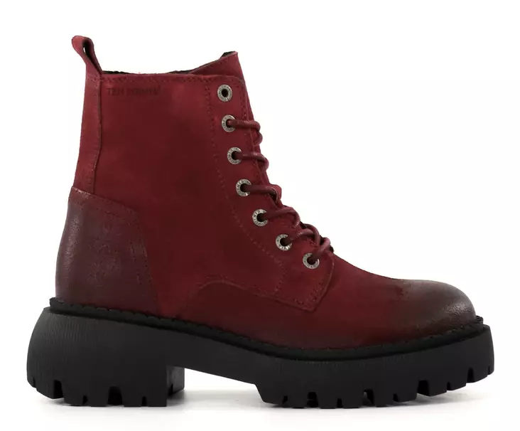 Ten Points ankelboots i läder för damer 60518 Pandora Chunky mörkröd - Stövletter och kängor för damer - 136886 - 1