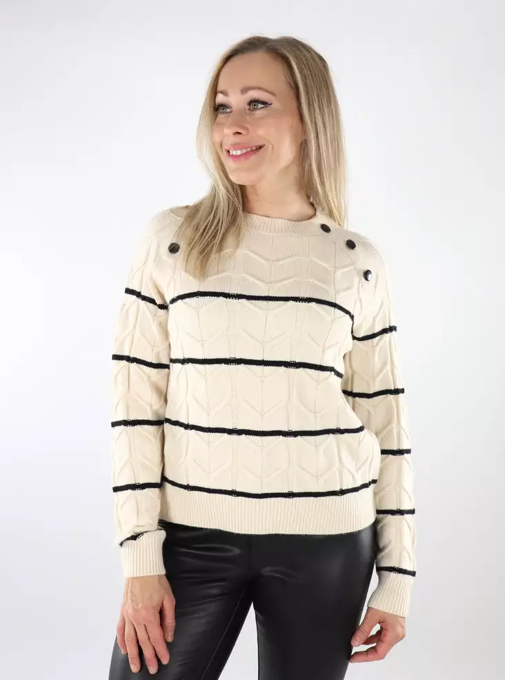 Vero Moda randig tröja för dam Raglan björk/v.svart - Stickat för damer - 136846 - 1