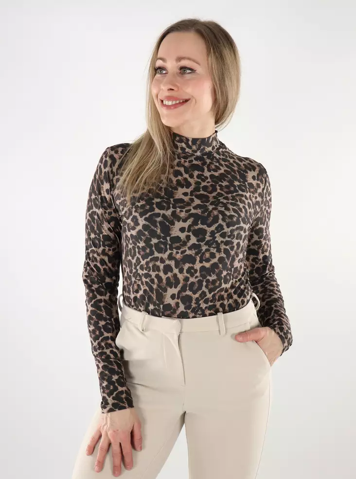Vila höghalsad skjorta dam Rollneck nomad/leo - Långärmade tröjor för  damer - 137616 - 1