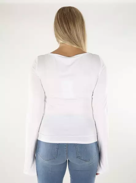 Only Skjorta boatneck vit - Långärmade tröjor för  damer - 136617 - 2