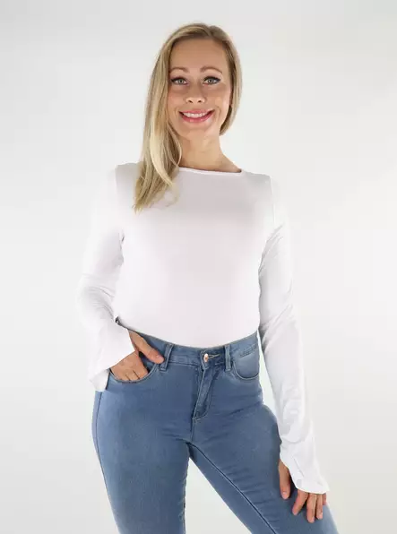 Only Skjorta boatneck vit - Långärmade tröjor för  damer - 136617 - 1