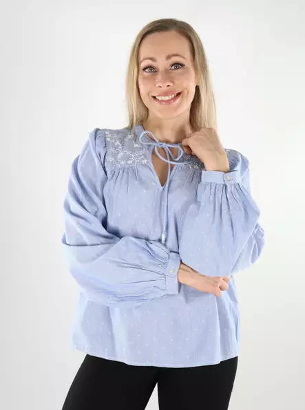 Vero Moda damskjorta LS Topp kashmir blå/vit - Långärmade tröjor för  damer - 138467 - 1