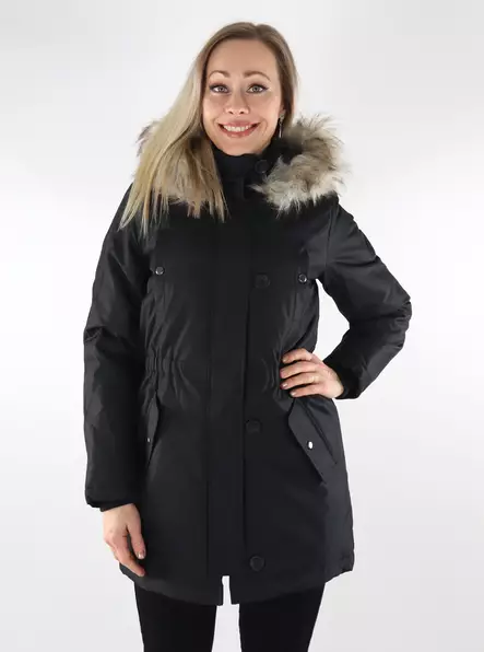 Only damparkakappa svart/naturpäls - Parkas för damer - 137487 - 1