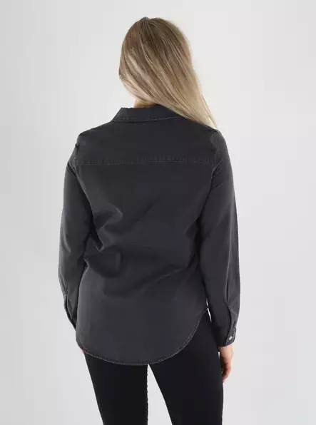Vero Moda VMBUMPY LS LOOSE svart jeansskjorta - Skjortor och blusar för damer - 141527 - 2
