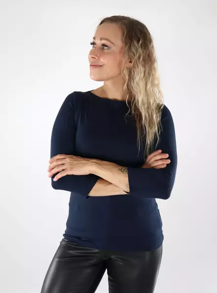 Vero Moda damskjorta VMPANDA Modal 3/4 marinblå kavaj - Långärmade tröjor för  damer - 139007 - 1