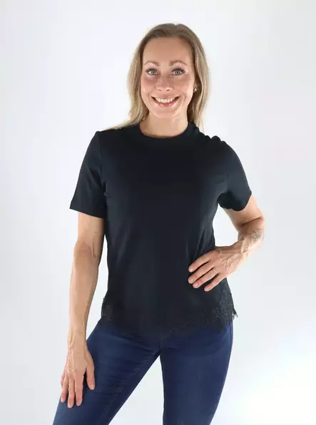 Vero Moda T-shirt LACE S/S svart/spets dtm - T-shirts för damer - 141517 - 1