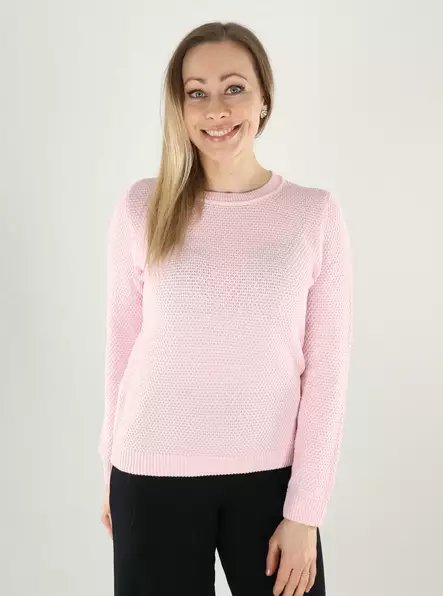 Vila damtröja i bomull med O-ringning, körsbärsblom - Stickat för damer - 140167 - 1