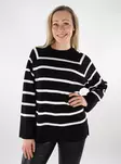 Vero Moda randig tröja för dam O-ringad svart/v.björk - Stickat för damer - 137217 - 1